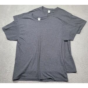 (2) Fruit of the Loom HD Cotton L T-Shirt Heather Gray Cotton Crew Basic 2Pk‎